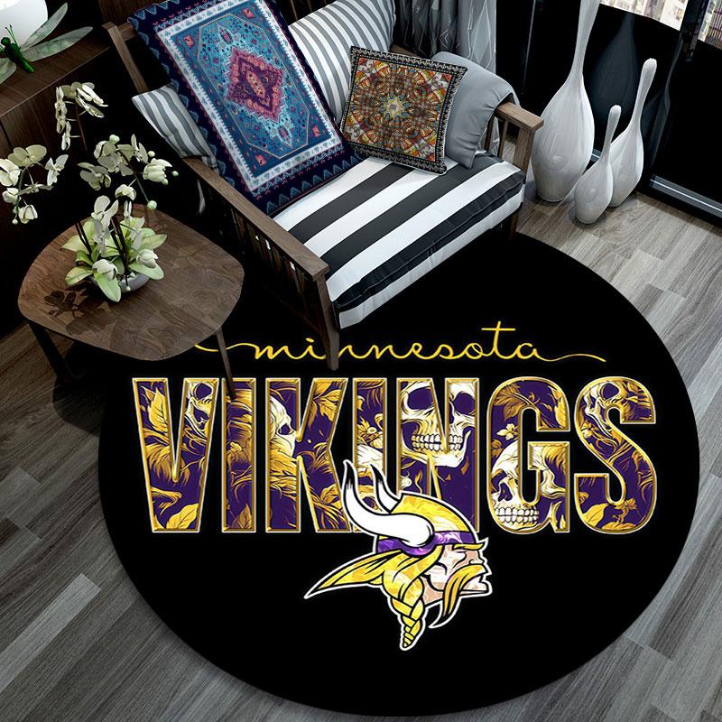 Minnesota Vikings3,Round Area Rug,Carpet Rug for Living Room Bedroom Sofa Playroom Decor,Non-slip Floor Mat