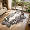 Easy to Clean Fish-Shaped Area Rug Non-Slip Cartoon Cat Carpet Funny Home Decor Carpet  Bedrooms