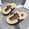 Женские меховые тапочки на плоской подошве, теплая домашняя хлопковая обувь, тренд зимы 2025 года, новые короткие плюшевые шлепанцы с открытой пяткой, модные шлепанцы Zapatillas Mujer