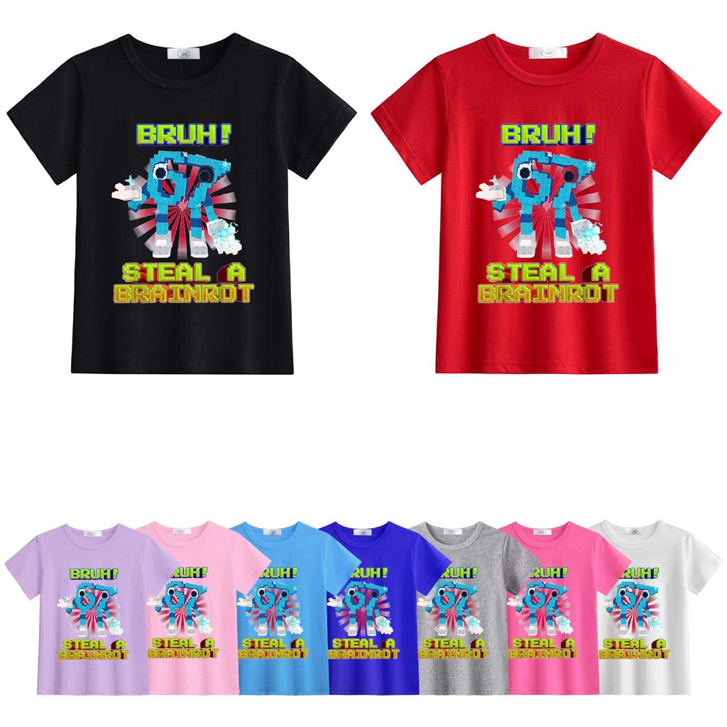 Available: StealABrainrot Kids' Summer Round-Neck Light Short Sleeve T-shirt 63301