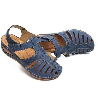 Большие размеры, повседневные женские босоножки на покатом каблуке, женские летние сандалии с круглым носком и пряжкой-мешком