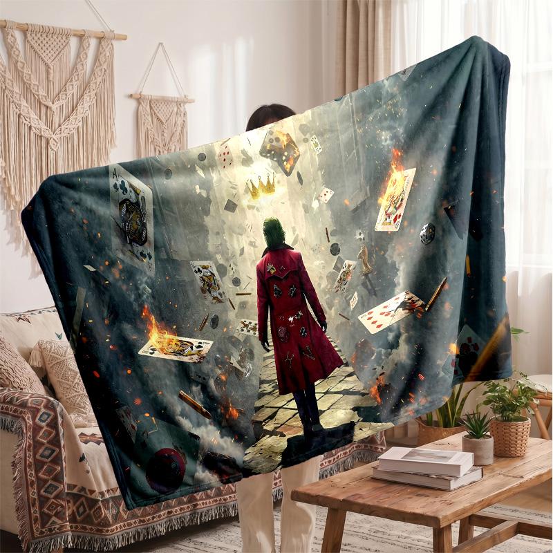 Joker Printed Flannel Blanket, Skin Friendly Warm Throw for Indoor Couch Bed Daily Use