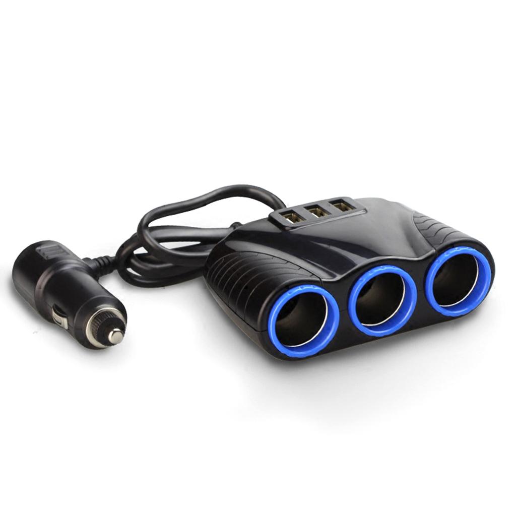 12-24V 3Ways Car Lighter Socket Splitter USB Charger Power Adapter Replacement for Vehicles and