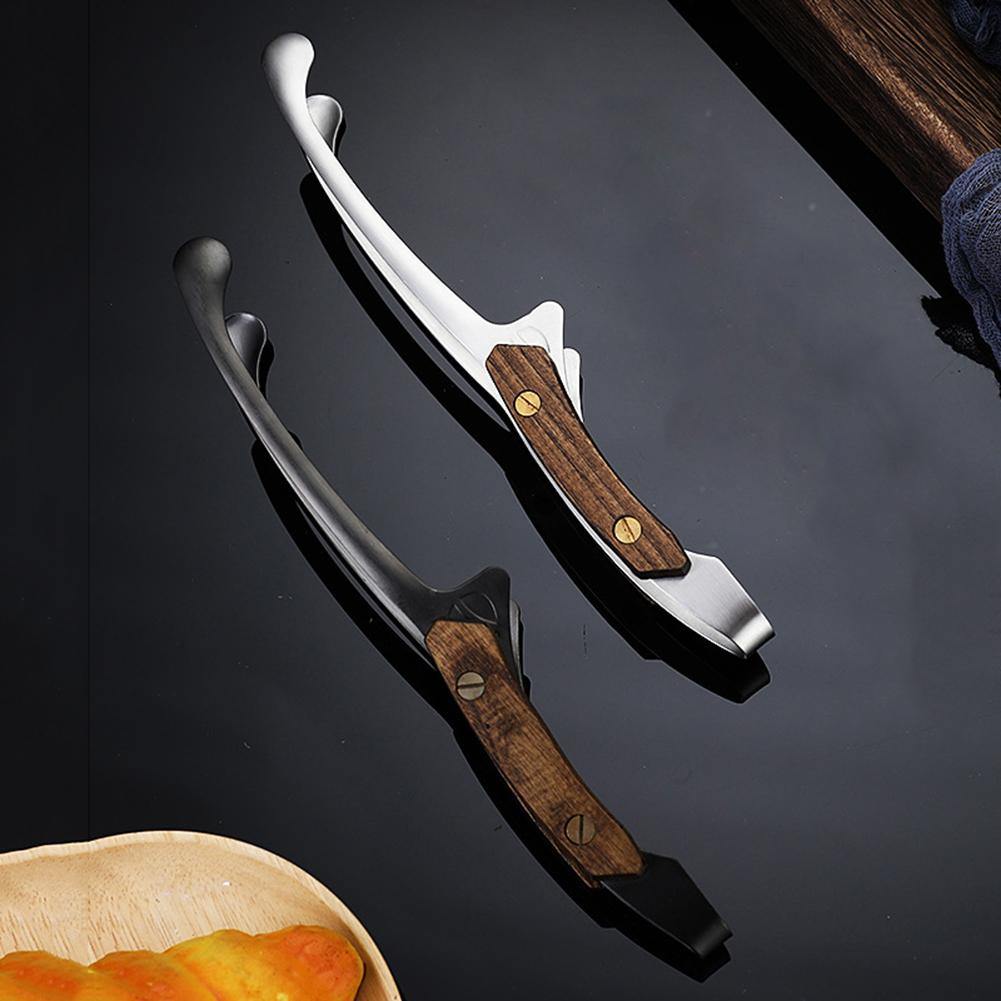 Щипцы для гриля и барбекю из нержавеющей стали 304, термостойкие щипцы для приготовления пищи с деревянной ручкой, зажим для стейков, принадлежности для пикника, походов, кемпинга