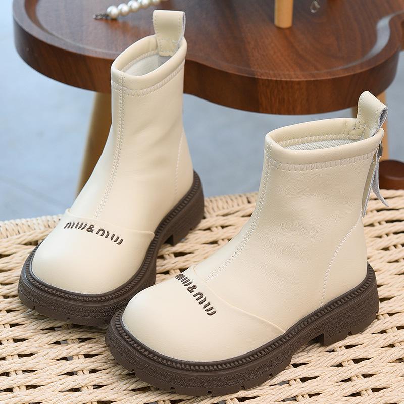 Водонепроницаемые кожаные хлопковые ботинки для девочек - Осень/Зима 2025 Стиль Мартин