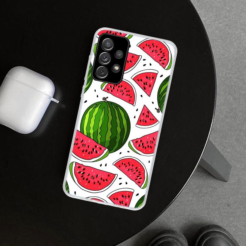 Летний Фруктовый Чехол-Бампер Арбуз для Samsung Galaxy A12 A22 A32 A52 A72 A02S A51 A50S A31 A20S A10S Note 20 Ultra 10 Plu