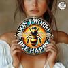 Винтажная металлическая жестяная табличка 'Bee Happy' Настенное искусство в стиле кантри Декор для дома Рустикальный Сельский