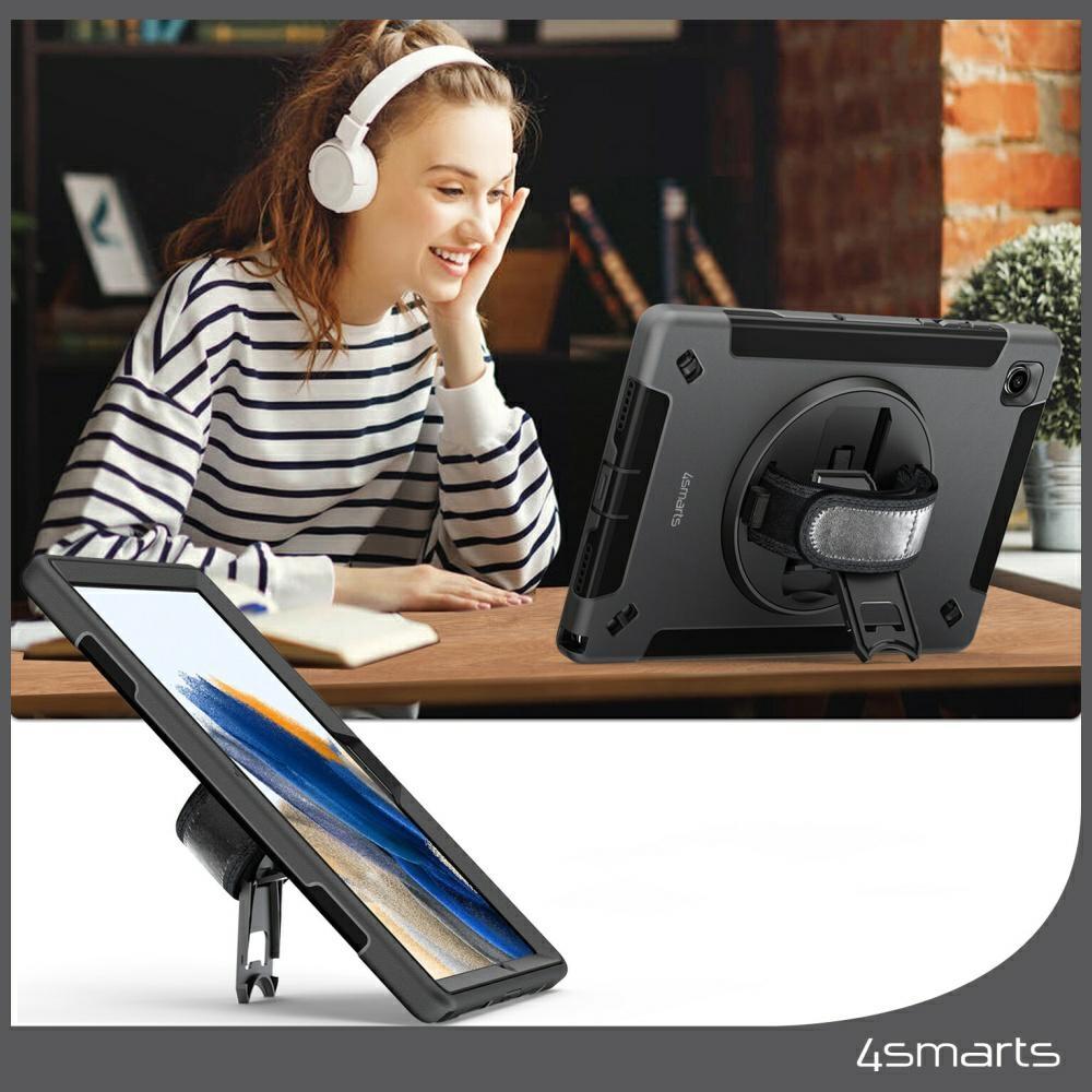 Pancerne etui z uchwytem 4smarts Rugged  Case Grip do Samsung Galaxy Tab S10 Lite / S10 FE / S9 FE / S9 / S8 / S7 czarny