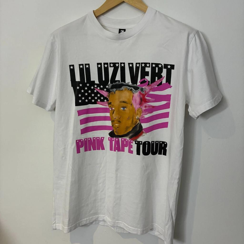 LiL UZI VERT Shirt Medium White Hip Hop Tee T-Shirt Pink Tape Tour