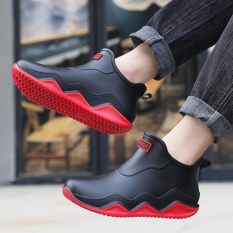 Дождевая обувь модные резиновые сапоги парные сочетающиеся по цвету водонепроницаемые ботинки для кемпинга приключений обувь для ходьбы по воде тренд мужские и женские резиновые сапоги