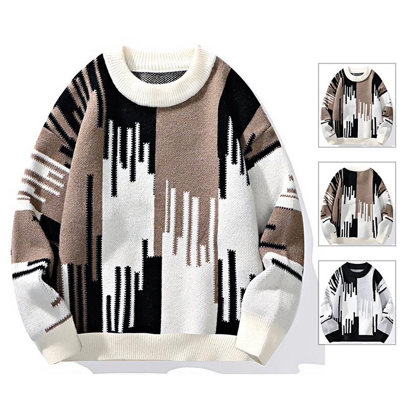 Мужской утолщенный свитер, мужской новый свободный американский свитер, осенне-зимний свитер с круглым вырезом, повседневный вязаный свитер, пуловер