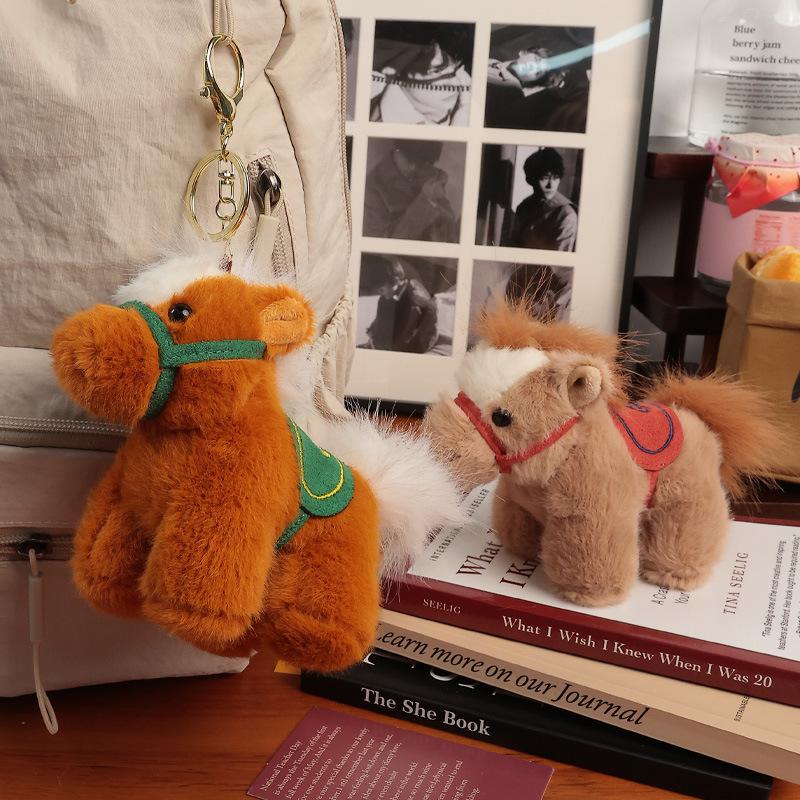 Cute Zodiac Horse Plush Toy Stuffed Doll Bag Pendant Decoration Backpack Hanging Holiday Jewelry Gifts Bag Charm