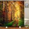 Природа Лесной Пейзаж Шторки для Душа Занавеска для Ванной Тканевая Водонепроницаемая Полиэстер Пейзаж Занавеска для Ванной с Крючками