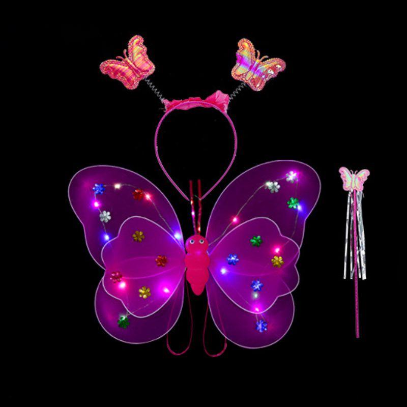 Детский светодиодный костюм бабочки, реквизит для детей, светящиеся крылья ангела на 2-8 лет, день рождения, Пасха