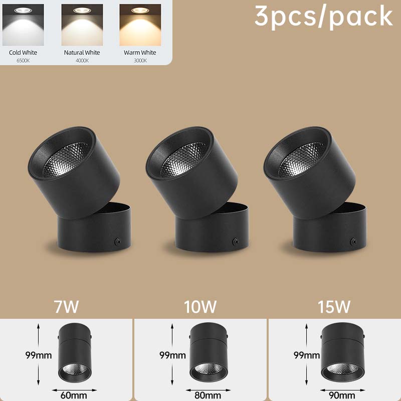 Складной светодиодный светильник, потолочный светильник, точечный светильник, светодиодный светильник 7 Вт, 10 Вт, 15 Вт, светодиодный потолочный светильник для кухни, домашнего декора, накладной монтаж