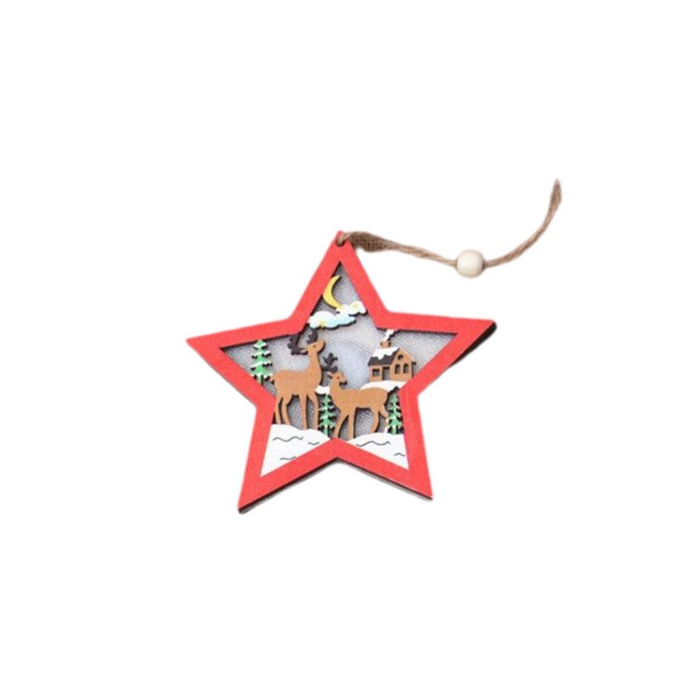 Wooden Santa Snowman Pendants LED Light Christmas Decorations Christmas Tree Ornaments  for Home