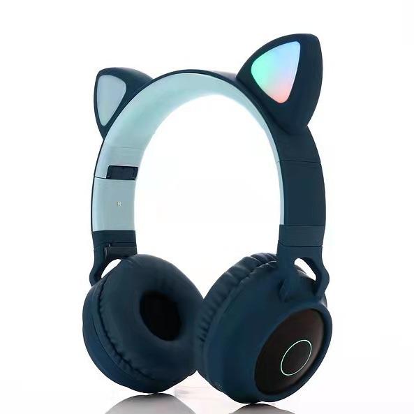 Светящаяся Bluetooth-гарнитура с кошачьими ушками: Беспроводные накладные наушники, совместимые с мобильными телефонами