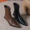 New Women's Short Boots Thin Heel Pointed French Bare Boots Medium Heel Single Boots
