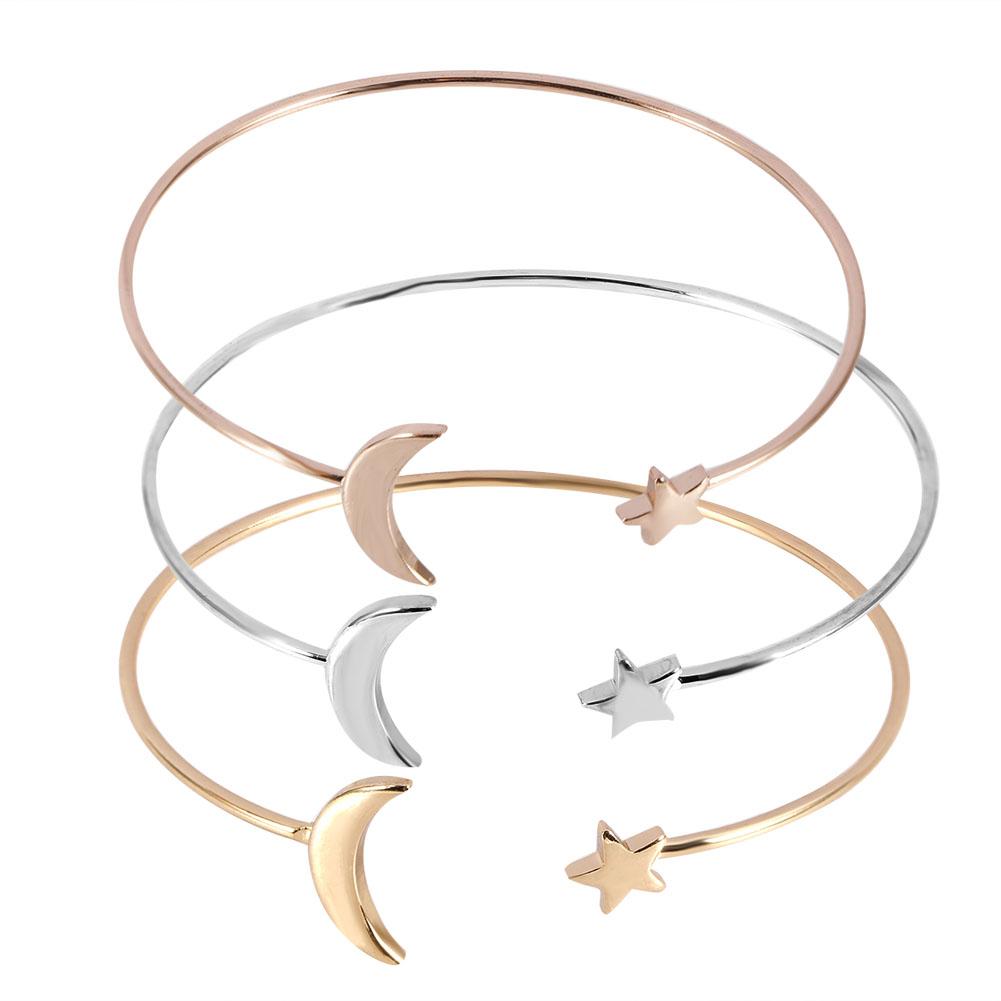 3 цвета женский открытый браслет медное покрытие браслет с украшением в виде лунной звезды