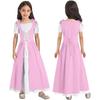 Kids Girls Renaissance Cosplay Medieval Dress Up Costumes Short Sleeve Adjustable Lace-up Gown Dress