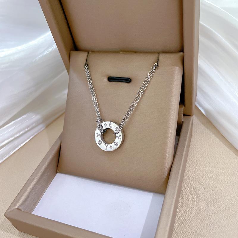 Титановое стальное кольцо Любовь Персонализированное Минималистичное Печь Настоящее золотое ожерелье Женская цепочка на ключицу С