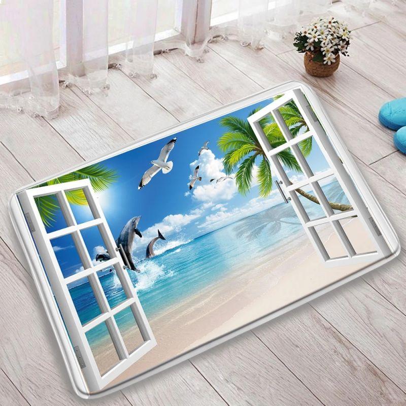 Коврик для ванной Ocean Beach Landscape, суперабсорбирующий, для слива на кухне, нескользящий, для туалета, ванной комнаты, ковер для домашнего декора, коврики для душа