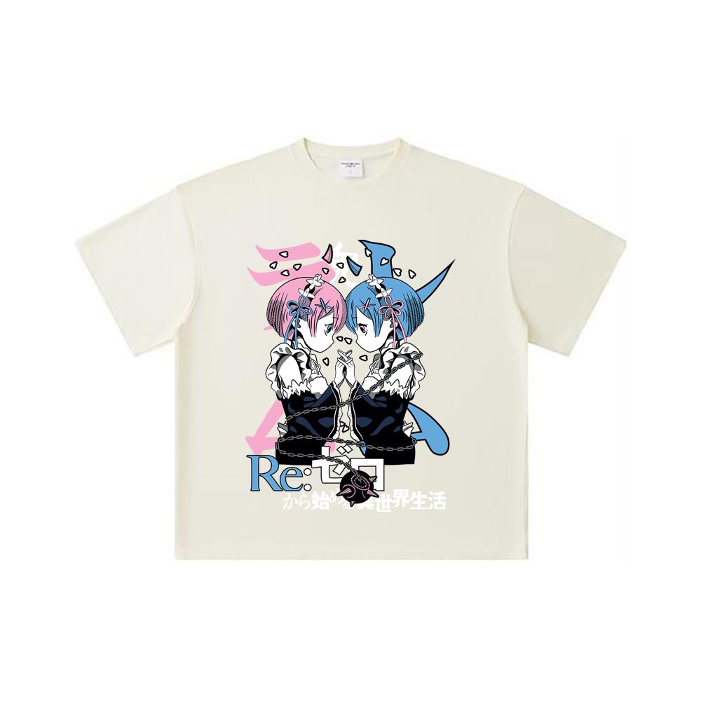 Хлопковая футболка унисекс с принтом ReZero V1, плотность 260 г/м², двойная пряжа, 32 счет, 100% хлопок