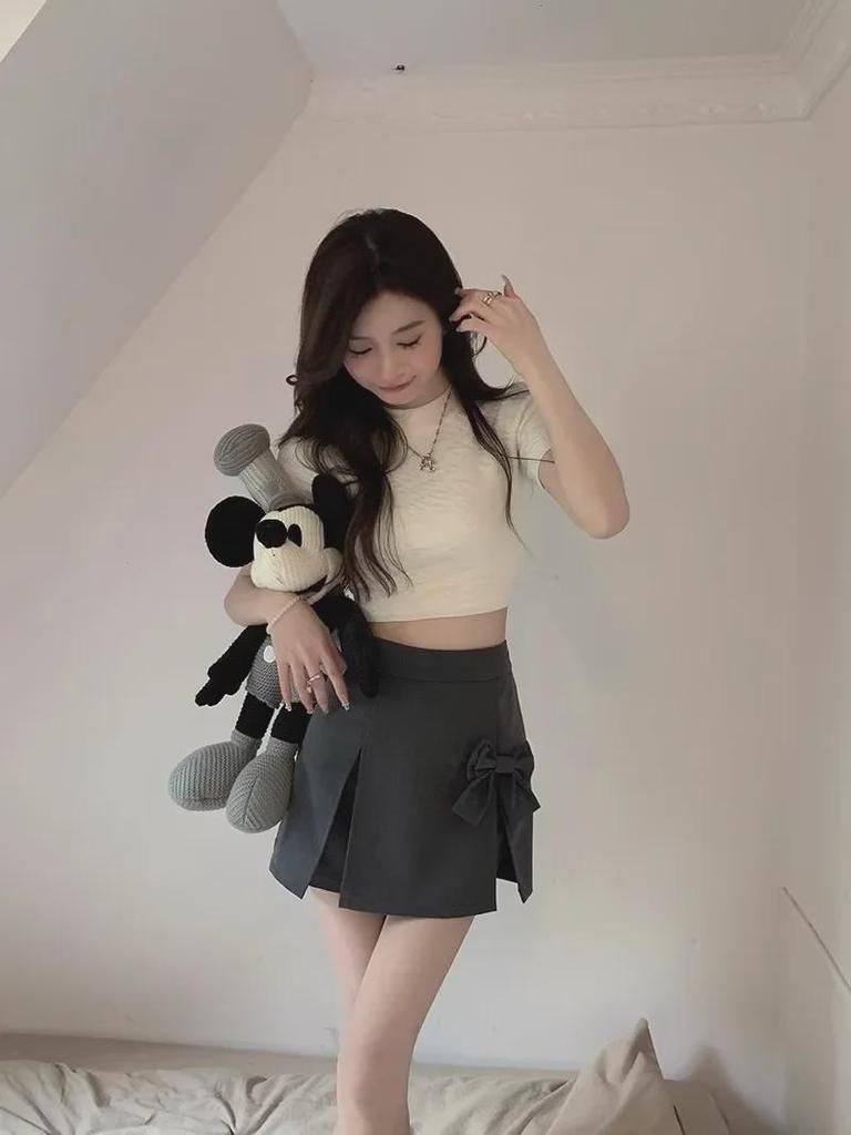 Весна 2024 Женские брюки-юбки А-силуэта с разрезом-бантом - Модный и милый дизайн