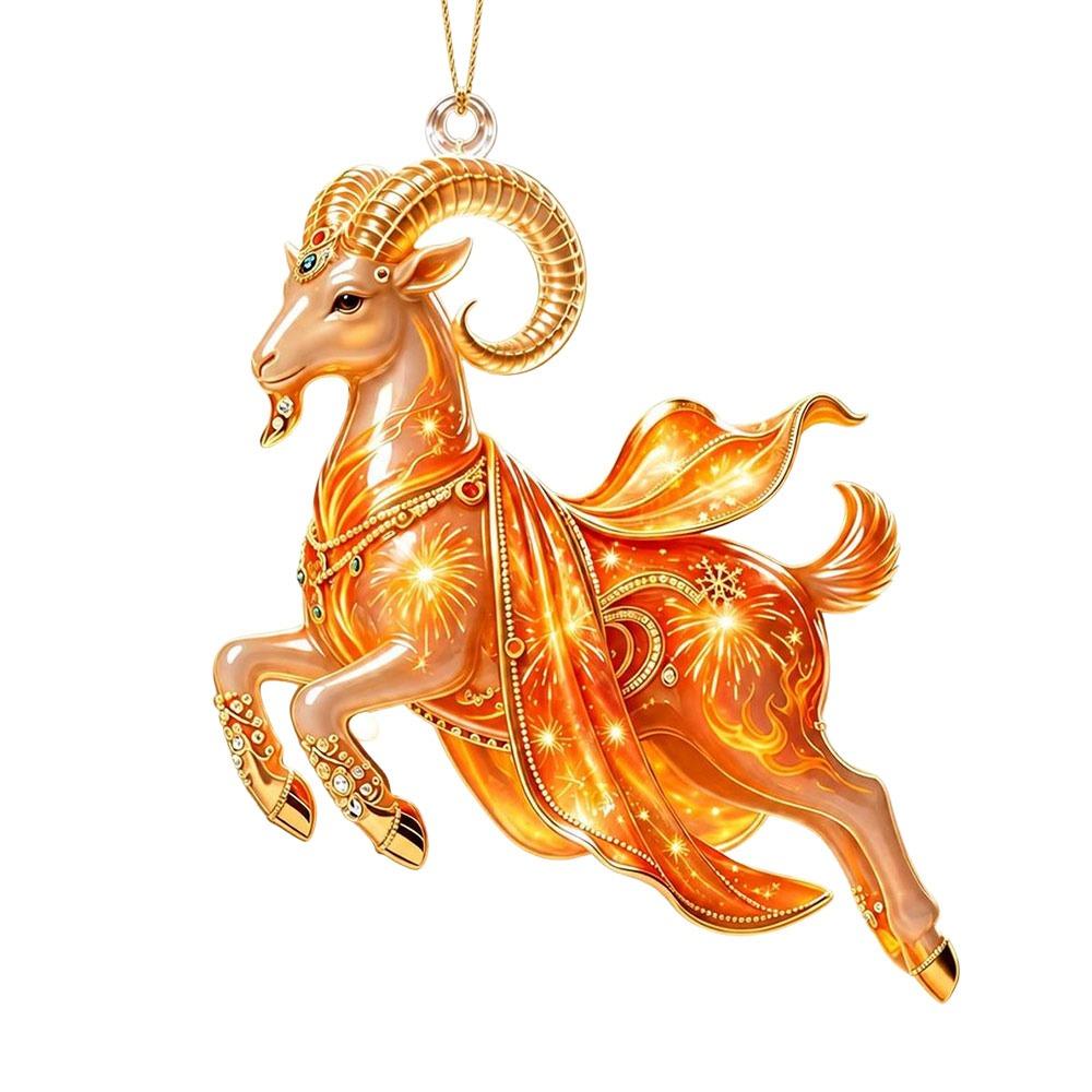 Galloping Goat Goat Hanging Ornament Shining Animal Hanging Decoration Christmas Tree Ornament
