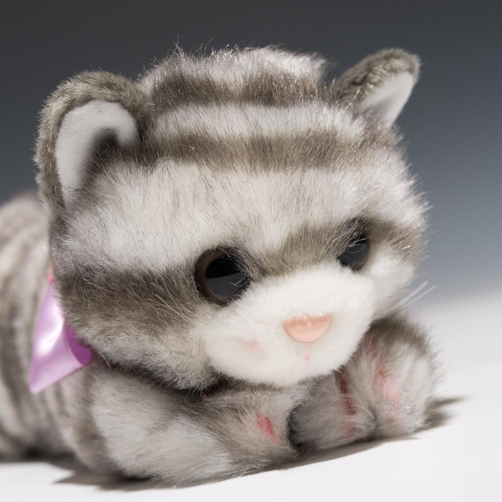 Bamboo Shoot Ribbon Cat Gray Plush Toy 15782