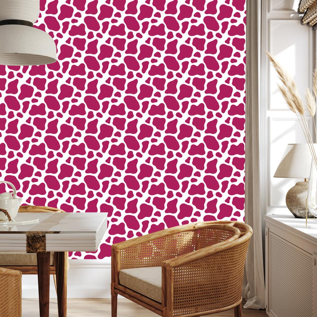 Cow Patches Wallpaper, purple and powder pink, purple background, 50x1000