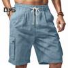 Мужские шорты однотонные широкие шорты-карго с карманами, эластичный пояс, затягивающийся шнурок, пляжные шорты для путешествий и отдыха