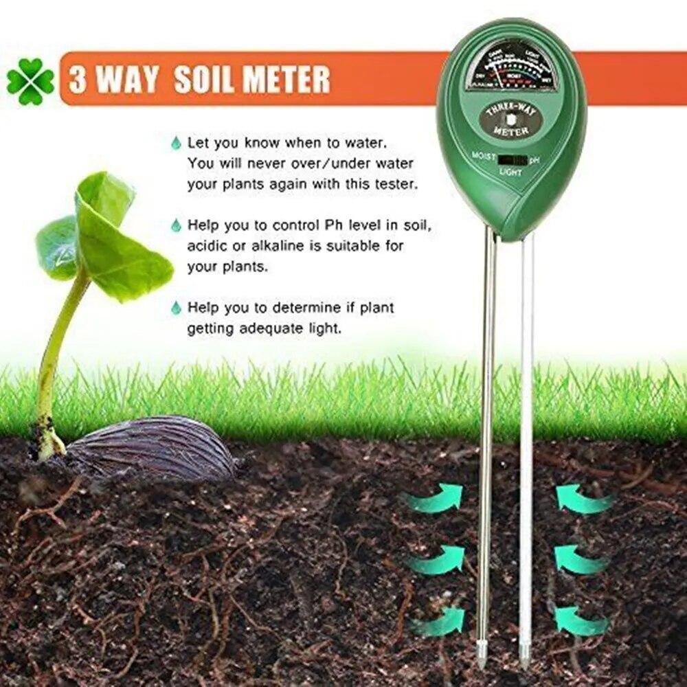 3 In1 Moisture Sunlight PH Meter Soil Water Acidity Humidity Light PH Test Flowers Garden Plants Moist Tester