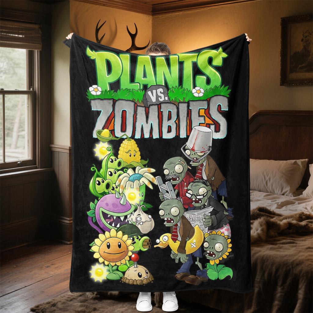 Plants Vs Zombies Plush Blanket Soft Comfortable All Seasons Suitable Sofa Office Nap Travel Festive Gift
