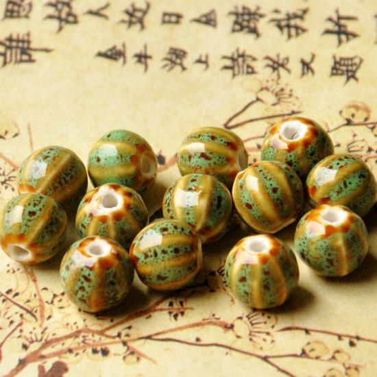 Керамические украшения Jingdezhen DIY Аксессуары 12 мм Цветочные глазурованные бусины-арбузы для изготовления ожерелий и плетеных женских браслетов Материалы