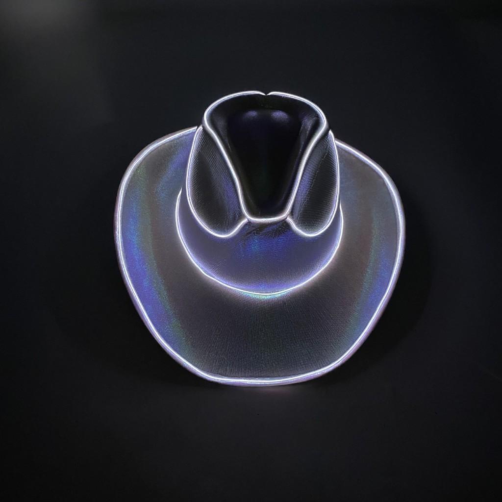Eye-catching Sparkling Silver Pink Light-up Jazz Hat For Festivals And Holidays