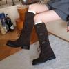 Miu Boots Women's 2025 New Straps High Knight Boots Square Head Buckle But Knee Boots