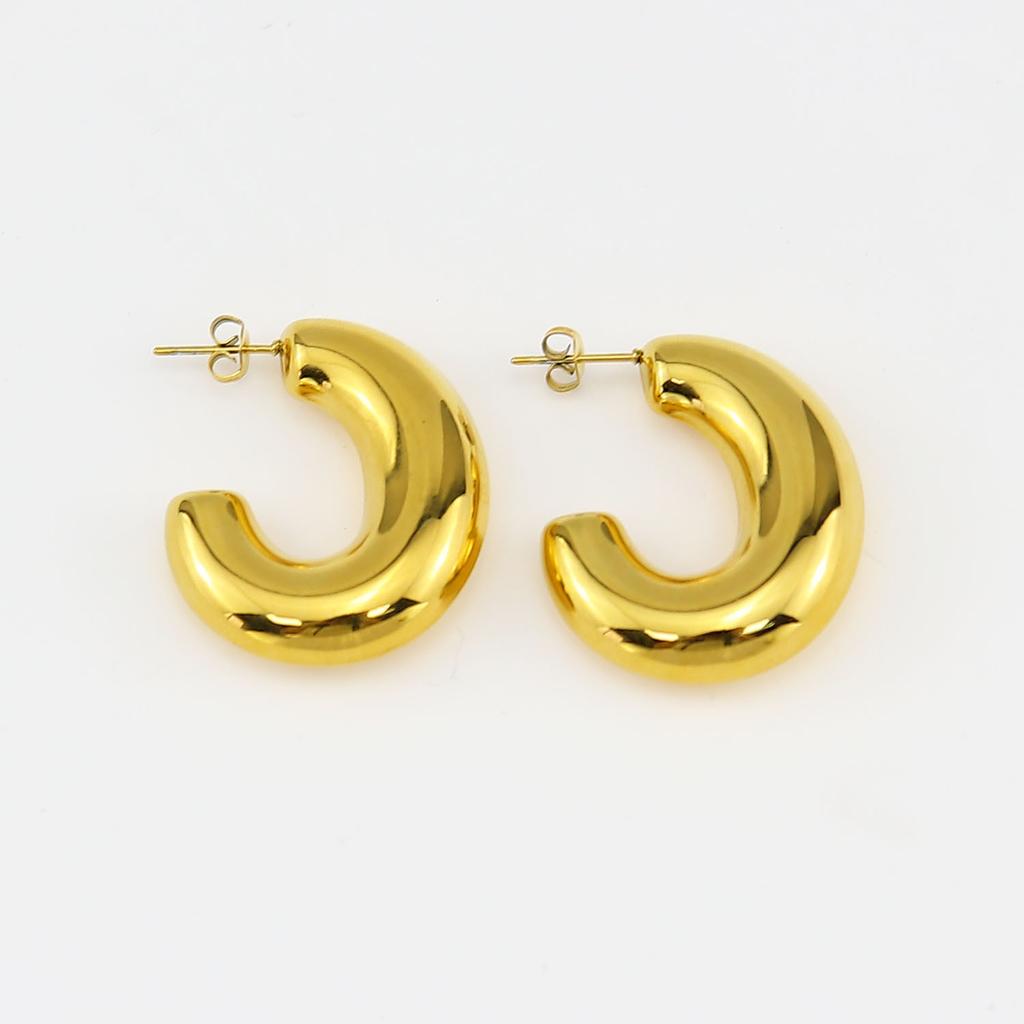 Серьги из нержавеющей стали в форме буквы С с глянцевым блеском — популярные, простые и объемные, серьги из титановой стали во французском стиле