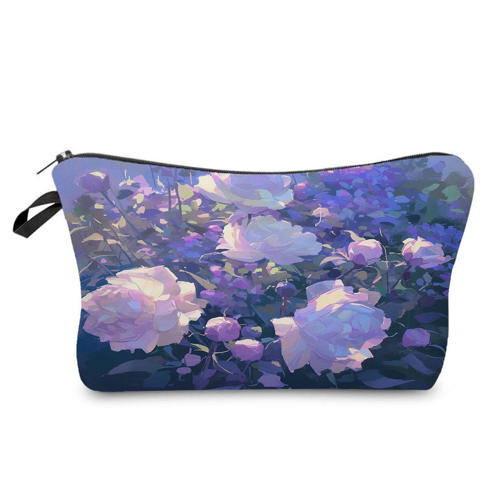 Women Oil painting of flowers Print Cosmetic Bag Toiletries Organize Travel Storage Case 6386