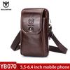 BULLCAPTAIN Genuine Leather Men's Waist Packs Phone Pouch Bags Waist Bag Male Small Chest Shoulder Belt Bag Small Waist Packs