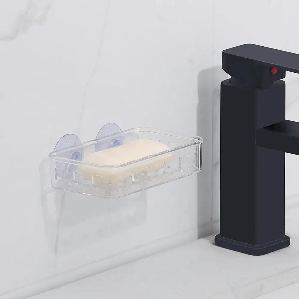 Transparent Soap Drying Rack Keep Soap Dry Sponge Rack Suction Cup Soap Dish Shower Use