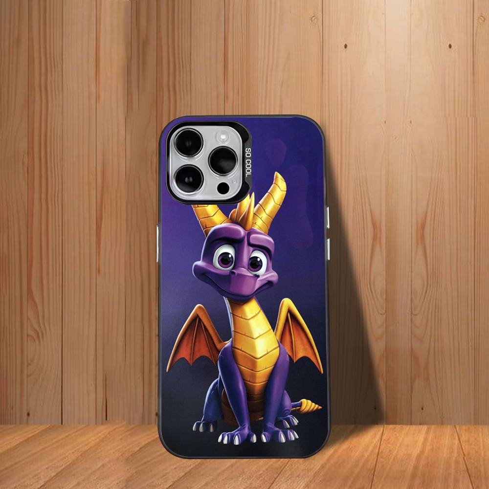 Милый чехол для телефона D-Dragon Spyro для iPhone 17,16,15,14,13,12,11,Mini,Pro,SE,MAX Белый Матовый Ударопрочный