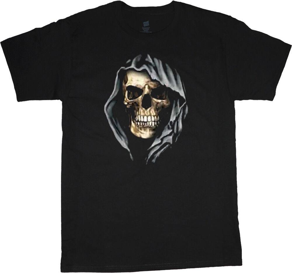 Большой и высокий череп с капюшоном и дизайном King Clothing, готическая футболка унисекс
