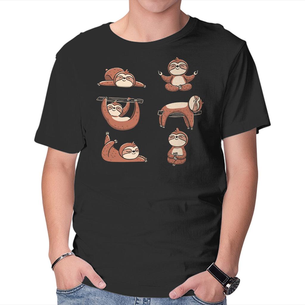 Unisex Crew Neck T-Shirt Sloth Yoga Graphic Short Sleeve Casual Tee