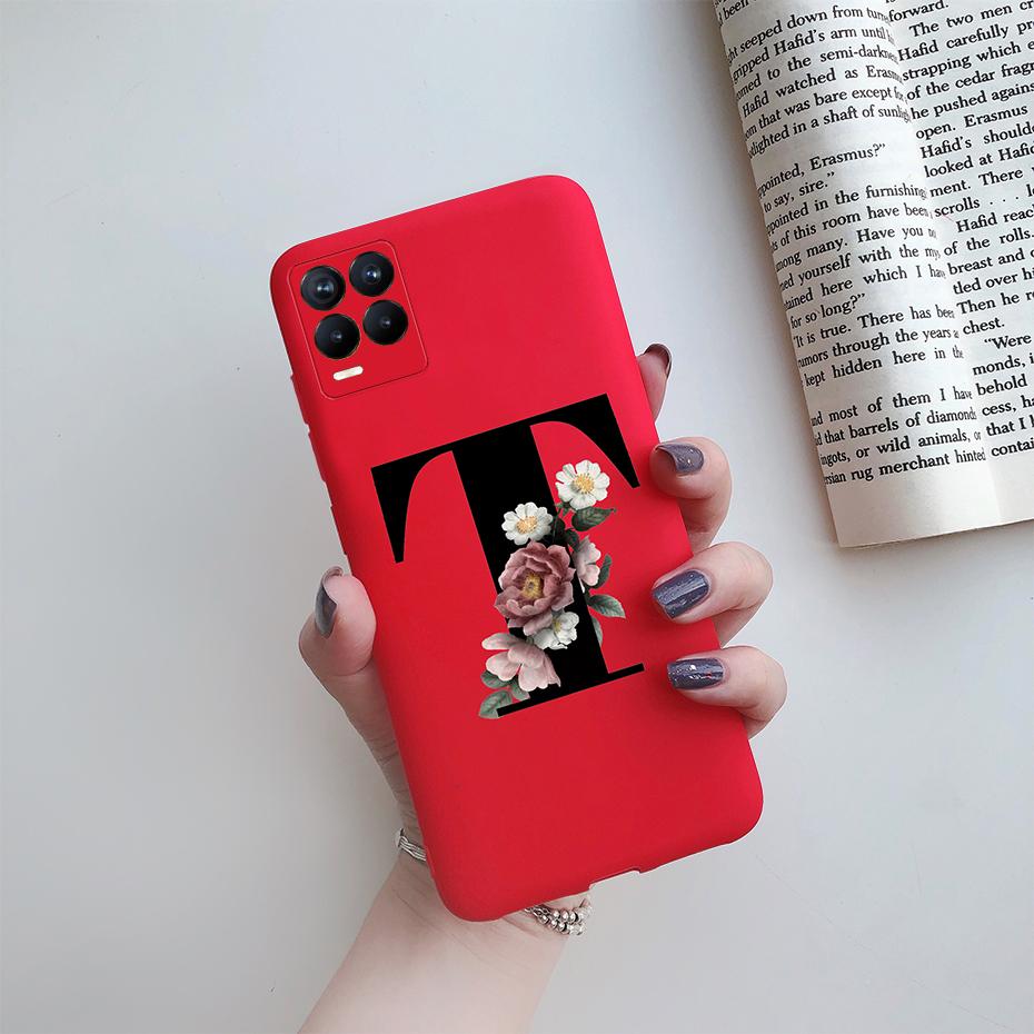 For Realme 8 Pro Case Silicon Soft Letter Monogram Flowers Phone back cover For Oppo Realme8 4G RMX3085 Realme 8 Pro Bumper Case