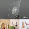 10Pcs Transparent Seamless Adhesive Hook Sticking Wall Hook Hanger Waterproof