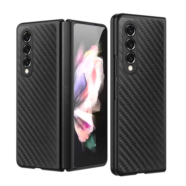 Роскошный тонкий чехол для телефона из углеродного волокна для Samsung Galaxy Z Fold 3 5g, противоударный чехол с защитной пленкой для экрана
