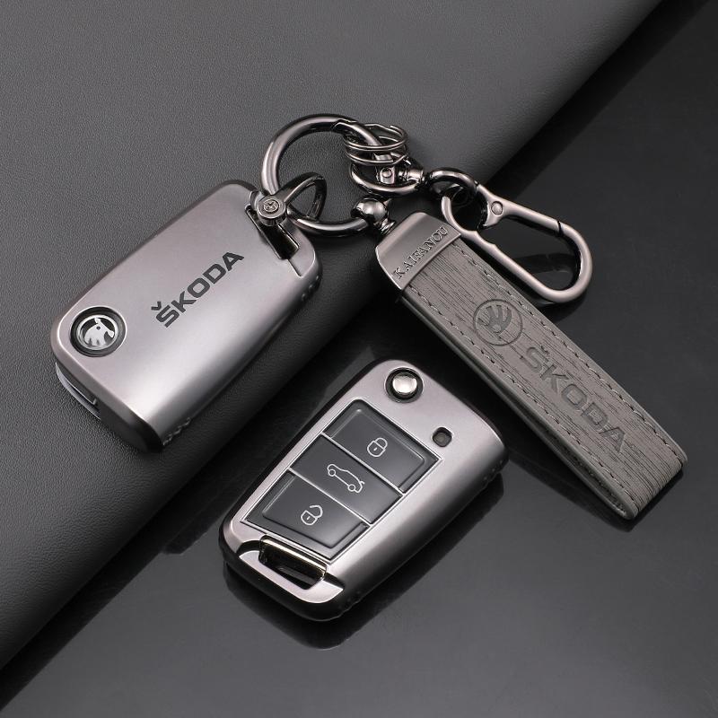 HIAQ2 Car Flip Remote Key Fob Case Cover Protector Shell Bag For Skoda Octavia A5 A7 Fabia Superb Kodiaq Karoq Keychain Accessories