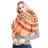 Осенне-зимняя женская теплая шаль оранжевого цвета, большой квадратный клетчатый шарф