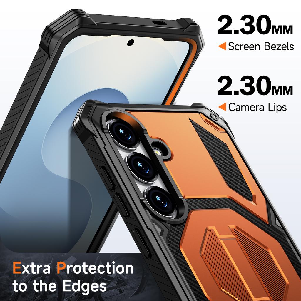 For Samsung Galaxy S25 Magnetic Case Rotating Kickstand PC + TPU Shockproof Drop-proof Phone Cover